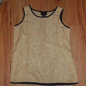 ⭐Moda Seta Sandra King Linen Silk gold navy tank s